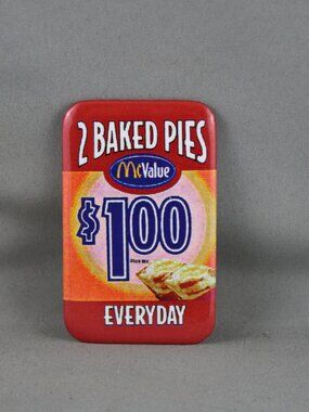Vintage McDonald's Pin - McValue 2 Baked Pies 1.00 Everyday - Celluloid Pin